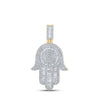 10k Yellow Gold Mens Baguette Diamond Hamsa Charm Pendant 1 Cttw