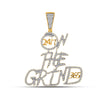 10k Yellow Gold Mens Round Diamond On The Grind Phrase Charm Pendant 3/4 Cttw