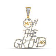  10k Yellow Gold Mens Round Diamond On The Grind Phrase Charm Pendant 3/4 Cttw