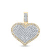10k Yellow Gold Mens Round Diamond Heart Charm Pendant 1/2 Cttw