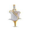 10k Yellow Gold Mens Round Diamond Rose Charm Pendant 7/8 Cttw