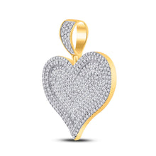  10k Yellow Gold Mens Round Diamond Heart Charm Pendant 1 Cttw