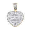 10k Yellow Gold Mens Baguette Diamond Heart Charm Pendant 1-1/3 Cttw