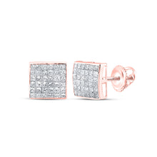  14k Rose Gold Womens Princess Diamond Square Earrings 2 Cttw