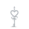 10k White Gold Womens Round Diamond Heart Key Pendant 1/2 Cttw