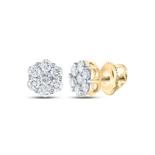 14k Yellow Gold Womens Round Diamond Flower Cluster Earrings 1-1/2 Cttw