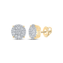  14k Yellow Gold Womens Round Diamond Cluster Earrings 1 Cttw