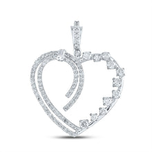  14k White Gold Womens Round Diamond Heart Pendant 5/8 Cttw