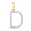 10k Yellow Gold Womens Round Diamond D Initial Letter Pendant 1/5 Cttw