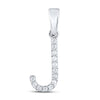 10k White Gold Womens Round Diamond J Initial Letter Pendant 1/10 Cttw