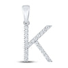 10k White Gold Womens Round Diamond Initial K Letter Pendant 1/6 Cttw