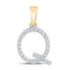 10k Yellow Gold Womens Round Diamond Q Initial Letter Pendant 1/5 Cttw