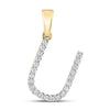 10k Yellow Gold Womens Round Diamond U Initial Letter Pendant 1/6 Cttw