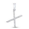 10k White Gold Womens Round Diamond X Initial Letter Pendant 1/6 Cttw