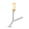 10k Yellow Gold Womens Round Diamond Y Initial Letter Pendant 1/8 Cttw