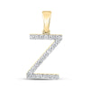 10k Yellow Gold Womens Round Diamond Z Initial Letter Pendant 1/5 Cttw