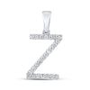 10k White Gold Womens Round Diamond Z Initial Letter Pendant 1/5 Cttw