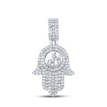  10k White Gold Mens Round Diamond Allah Hamsa Charm Pendant 3 Cttw