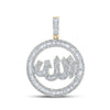 10k Yellow Gold Mens Baguette Diamond Allah Circle Charm Pendant 2 Cttw