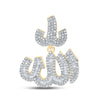 10k Yellow Gold Mens Baguette Diamond Allah Islam Charm Pendant 1-3/4 Cttw