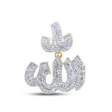  10k Yellow Gold Mens Baguette Diamond Allah Islam Charm Pendant 1 Cttw