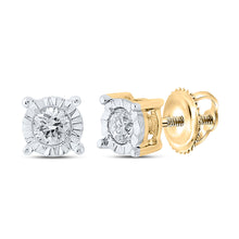  10k Yellow Gold Round Diamond Stud Earrings 1/8 Cttw