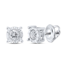  10k White Gold Round Diamond Stud Earrings 1/8 Cttw