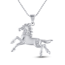  10k White Gold Womens Round Diamond Horse Pony Animal Pendant 1/20 Cttw