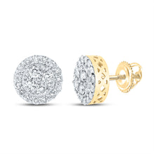  10k Yellow Gold Round Diamond Cluster Earrings 7/8 Cttw