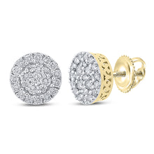  10k Yellow Gold Round Diamond Cluster Earrings 5/8 Cttw