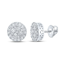  10k White Gold Round Diamond Cluster Earrings 5/8 Cttw
