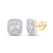  10k Yellow Gold Baguette Diamond Square Earrings 1/2 Cttw