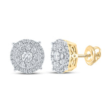  10k Yellow Gold Round Diamond Cluster Earrings 5/8 Cttw
