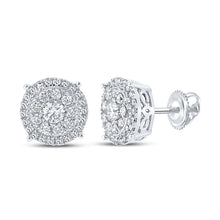  10k White Gold Round Diamond Cluster Earrings 5/8 Cttw