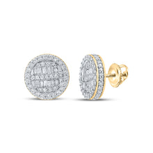  10k Yellow Gold Baguette Diamond Circle Earrings 1-1/4 Cttw