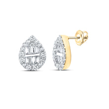  10k Yellow Gold Baguette Diamond Teardrop Earrings 3/8 Cttw