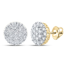  10k Yellow Gold Round Diamond Cluster Earrings 1-5/8 Cttw