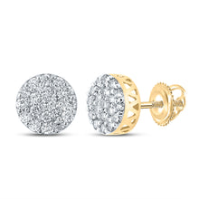  10k Yellow Gold Round Diamond Cluster Earrings 5/8 Cttw