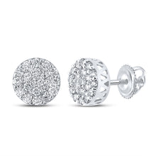  10k White Gold Round Diamond Cluster Earrings 5/8 Cttw