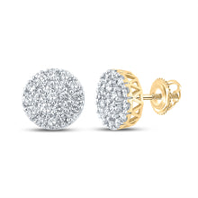  10k Yellow Gold Round Diamond Cluster Earrings 1 Cttw