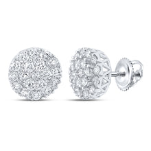  10k White Gold Round Diamond Cluster Earrings 1 Cttw