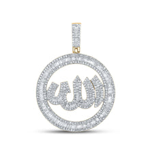  14k Yellow Gold Mens Baguette Diamond Allah Circle Charm Pendant 2 Cttw