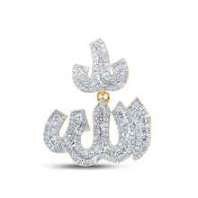  14k Yellow Gold Mens Baguette Diamond Allah Charm Pendant 1 Cttw