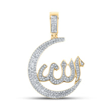  14k Yellow Gold Mens Baguette Diamond Allah Moon Charm Pendant 3/4 Cttw