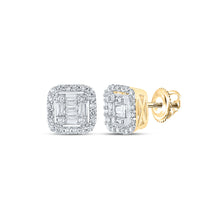  10k Yellow Gold Baguette Diamond Square Earrings 1/2 Cttw