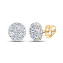  10k Yellow Gold Baguette Diamond Circle Earrings 1/2 Cttw