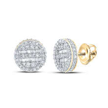  10k Yellow Gold Baguette Diamond Circle Earrings 3/4 Cttw