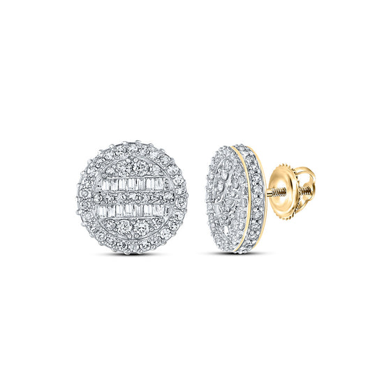 10k Yellow Gold Baguette Diamond Circle Earrings 1 Cttw