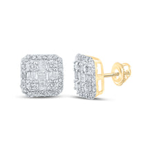  10k Yellow Gold Baguette Diamond Square Earrings 1/2 Cttw