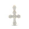 10k Yellow Gold Mens Baguette Diamond Cross Charm Pendant 1-5/8 Cttw